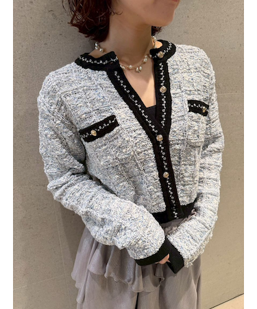 ツイードニットカーディガン