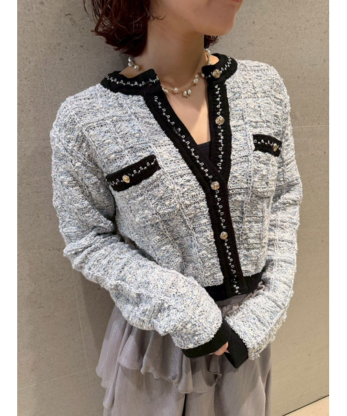 ツイードニットカーディガン