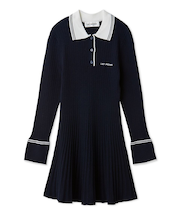 ロゴ刺繍ポロニットミニワンピース