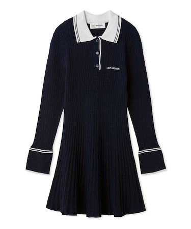 ロゴ刺繍ポロニットミニワンピース