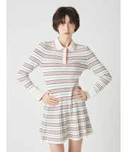 ロゴ刺繍ポロニットミニワンピース