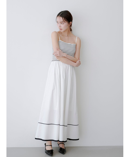 【WEB限定00サイズ】ウォッシャブルニットビスチェドッキングワンピース