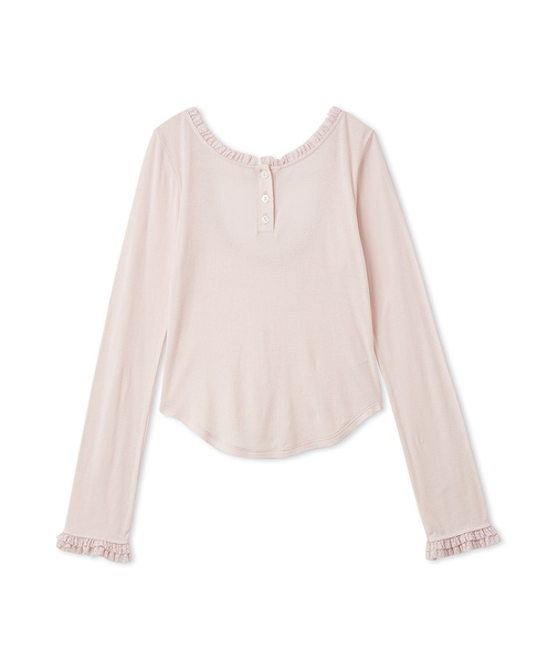 バックオープンヘンリーネックカットトップス