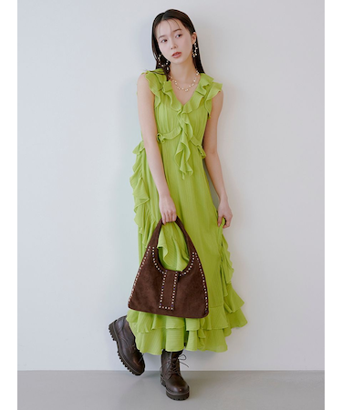 ラッフルフリルフレアワンピース