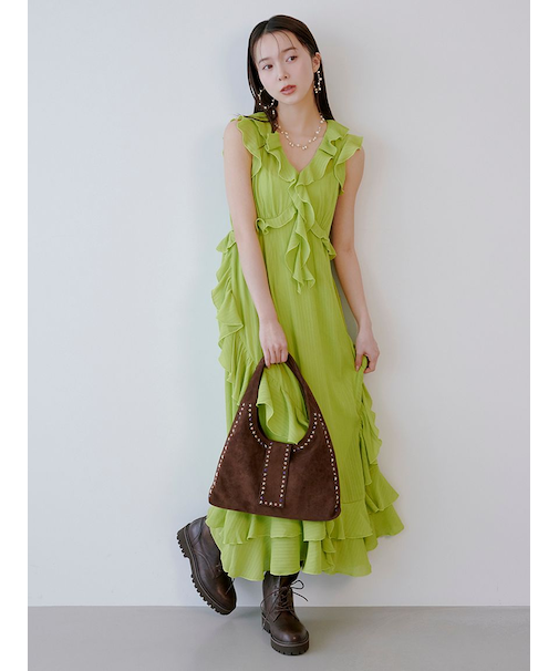 ラッフルフリルフレアワンピース