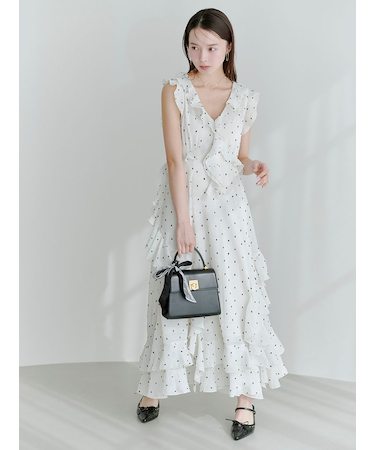 ラッフルフリルフレアワンピース