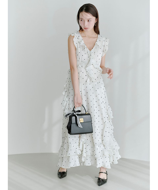 ラッフルフリルフレアワンピース