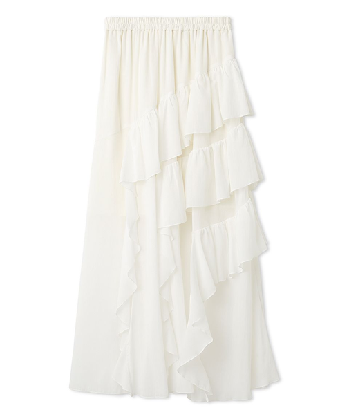 【WEB限定00サイズ】ラッフルフリルティアードスカート