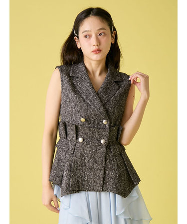 ツイードプリエペプラムジレ