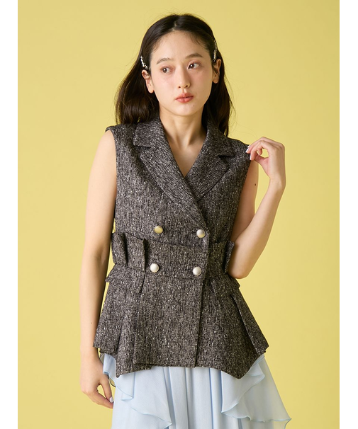 ツイードプリエペプラムジレ