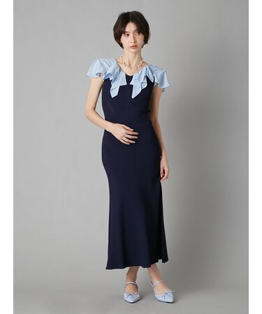 ラッフルフリルコンビニットワンピース