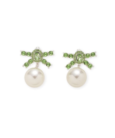 [L.B CANDY STOCK]ビジューリボンパールピアス