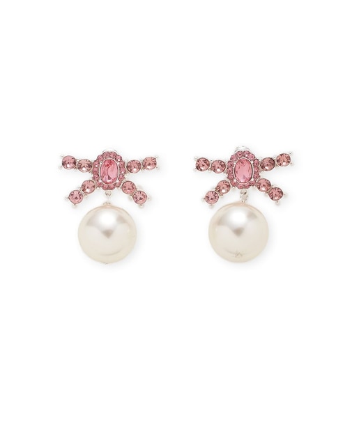 [L.B CANDY STOCK]ビジューリボンパールピアス