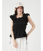 【WEB限定カラー】シャーリングレイヤーフリルトップス
