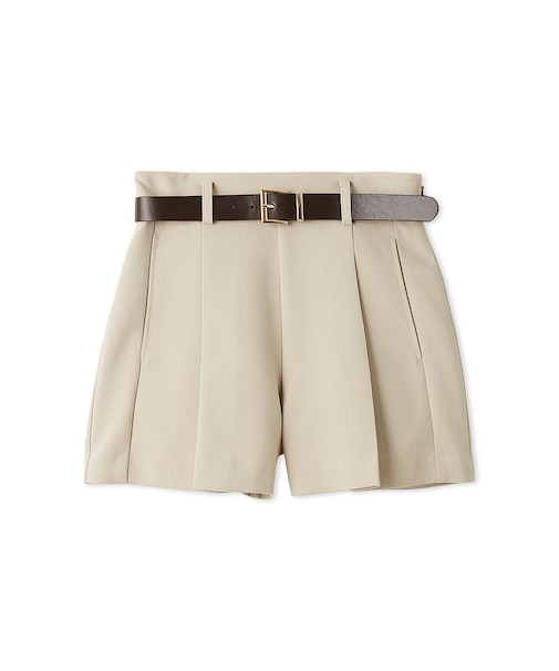 ベルト付きタックショートパンツ