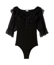 【LILY BROWN Lingerie】レーシーパフスリーブボディスーツ