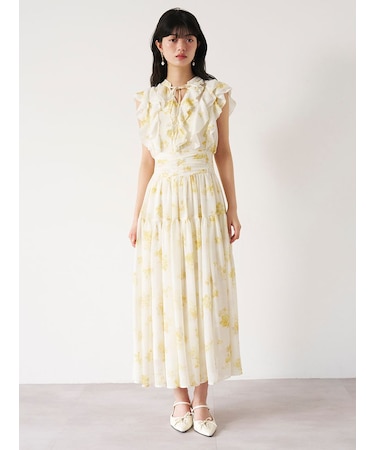 フラワープリントプリーツワンピース