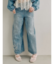 【LILY BROWN×ANNA SUI】バタフライワイドデニムパンツ