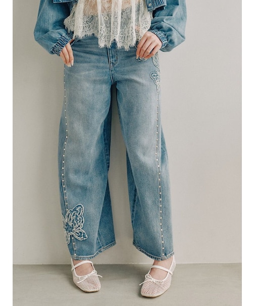 【LILY BROWN×ANNA SUI】バタフライワイドデニムパンツ