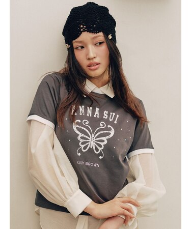 【LILY BROWN×ANNA SUI】バタフライリンガーストーンTシャツ