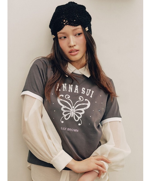 【LILY BROWN×ANNA SUI】バタフライリンガーストーンTシャツ