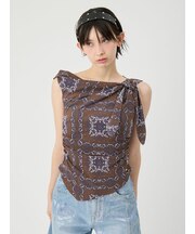 ドレープペイズリー柄マルチウェイトップス