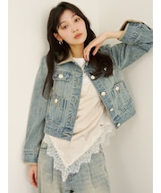 レザートリムクラシックデニムジャケット