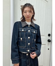 レザートリムクラシックデニムジャケット