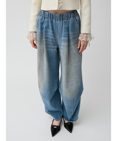 【WEB限定00サイズ】ドレープヘムイージーデニムパンツ