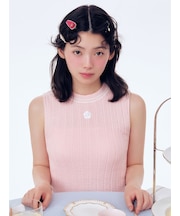 【LILY BROWN×MARY QUANT】デイジー刺繍ケーブルノースリニット