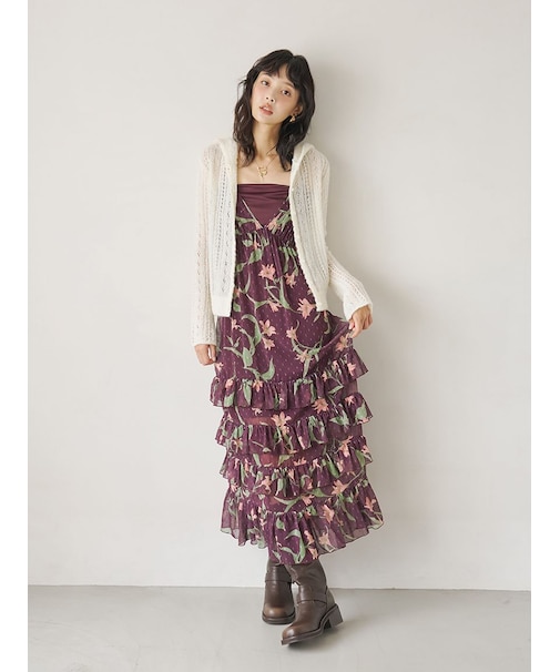 【15th Anniversary】Lilyモチーフフリルティアードキャミワンピース