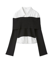 シャツドッキングオフショルニットトップス