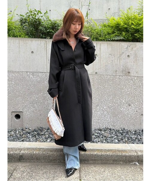 ファーカラーウールロングコート