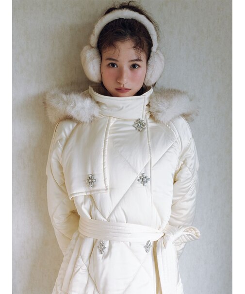 【限定カラー】[L.B CANDY STOCK] 2wayビジューキルティングコート