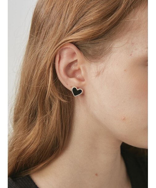 ナチュラルストーンハートピアス