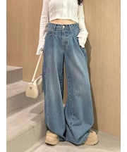 サイドラインバギーデニムパンツ