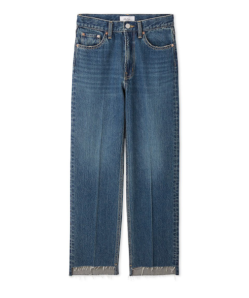 裾段差テーパードデニムパンツ