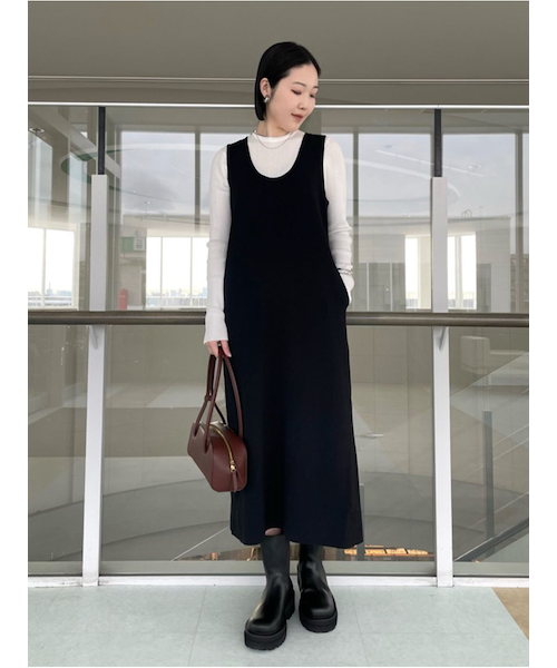 MilaOwen クルーネックアメスリティアードロングワンピース ミラ