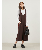 【セットアイテム】リブニットセットUネックニットワンピース