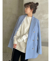 金釦ダブルブレストロングブレザー