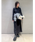 肩パッド付フレアナローワッフルワンピース