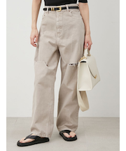 【WEB限定00サイズ】ワイドテーパードカットアウトデニムパンツ
