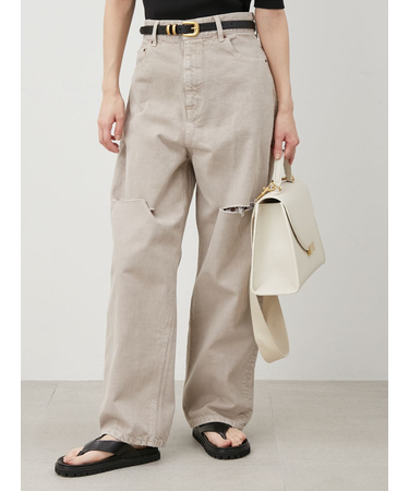 【WEB限定00サイズ】ワイドテーパードカットアウトデニムパンツ