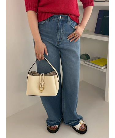 【ウォッシャブル】撥水加工カットオフワイドデニムパンツ