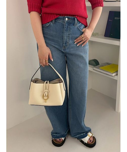 【ウォッシャブル】撥水加工カットオフワイドデニムパンツ