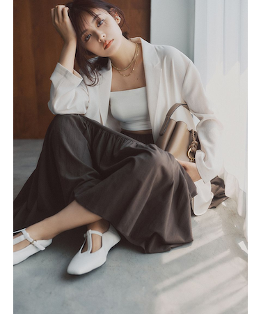 マキシ丈ボリュームティアードスカート