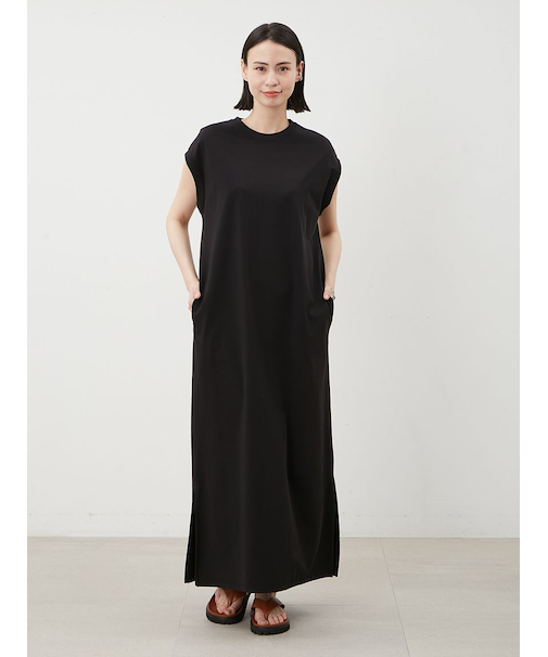 フレンチスリーブサイドスリットカットワンピース