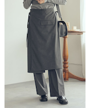 巻きスカートレイヤウエストゴムシガレットパンツ