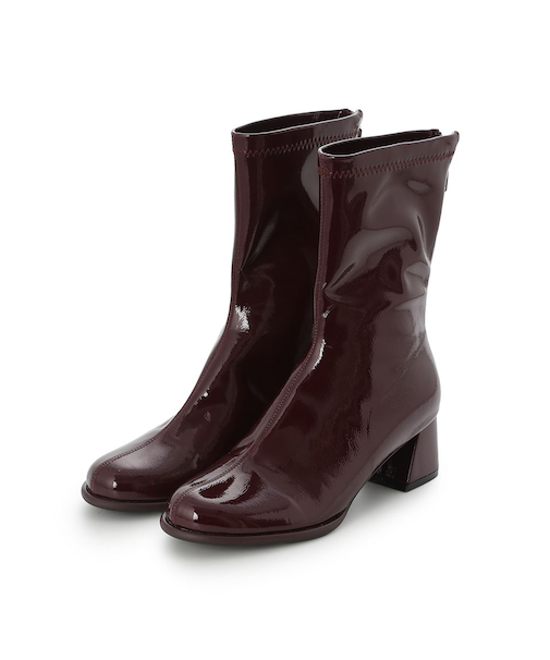 チャンキーヒールストレッチショートブーツ