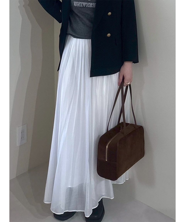 【WEB限定00サイズ】ウエストゴムタックプレスフレアスカート
